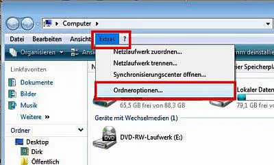 Windows Vista Ordneroptionen einstellen