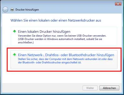 Netzwerk-Drucker installieren unter Vista
