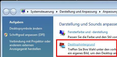 Desktop Hintergrund Bild ändern