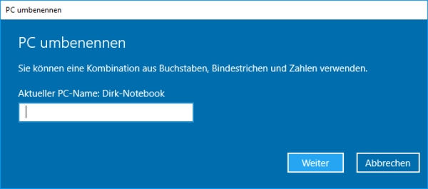 Windows 10 Computername ändern