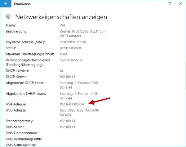 Windows 10 IP-Adresse anzeigen