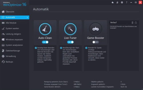 automatische Optimierung beim Ashampoo® WinOptimizer 16