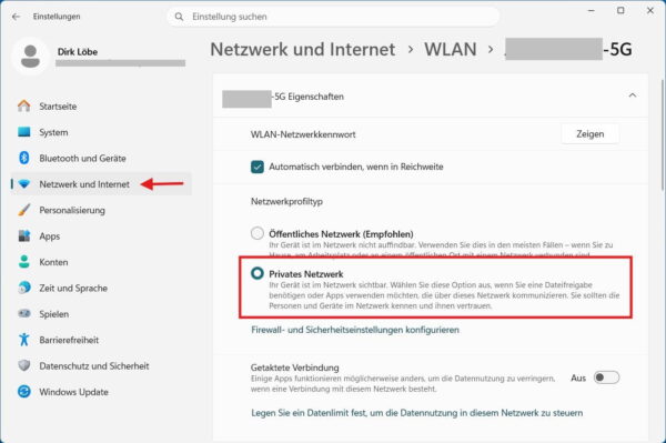 Windows-11-Netzwerkprofil auf privat ändern Netzwerkprofil in Windows 11 auf privates Netzwerk einstellen