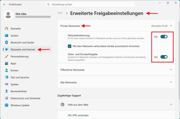 Netzwerkerkennung und Dateifreigabe unter Windows 11 einschalten Netzwerkerkennung und Datei- und Druckerfreigabe in Windows 11 aktivieren