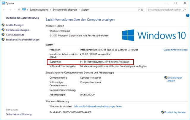 64 Bit oder 32 Bit Version von Windows installiert