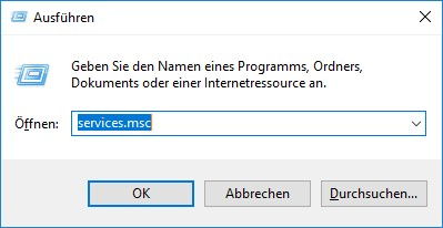 Dienste-Verwaltung über das Ausführen Fenster öffnen