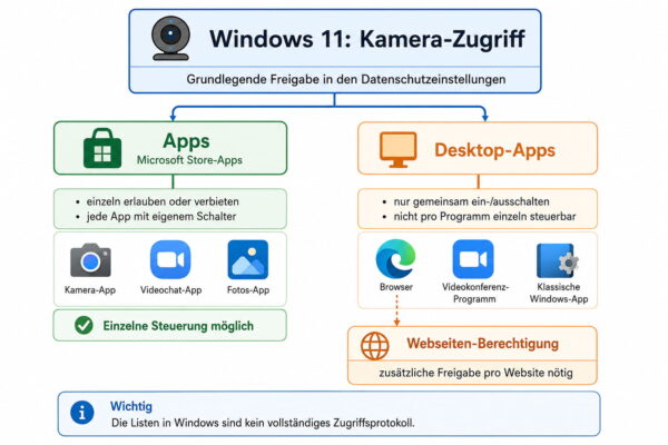 Berechtigungsebenen für den Kamera-Zugriff unter Windows 11
