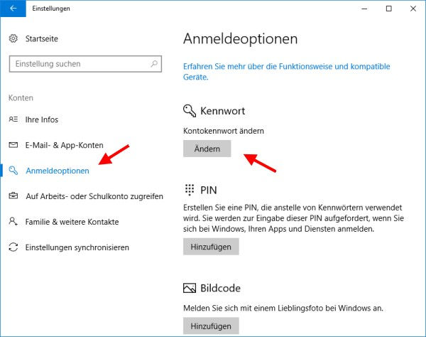 Benutzer Passwort ändern bei Windows