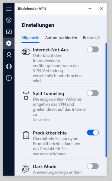 verschiedene Einstellungen