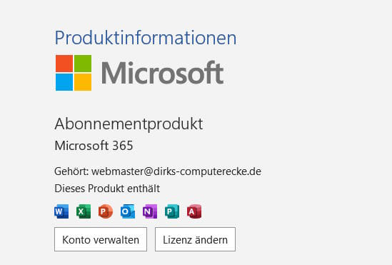 Version von Microsoft Office