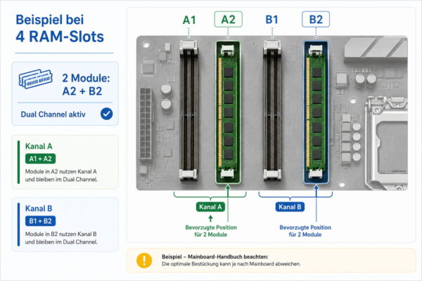 Dual Channel mit A2 und B2 richtig nutzen Dual Channel mit A2 und B2 bei vier RAM-Steckplätzen am Mainboard