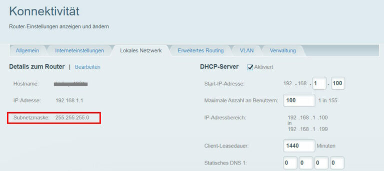 Subnetting Subnetmaske im Router