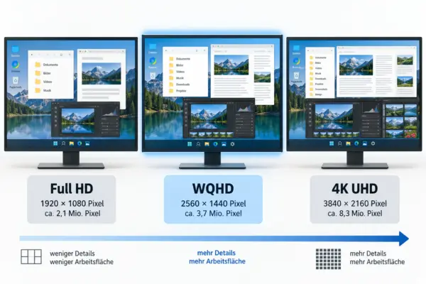 WQHD Monitor: Full HD, WQHD und 4K im Vergleich WQHD Monitor im Vergleich mit Full HD und 4K