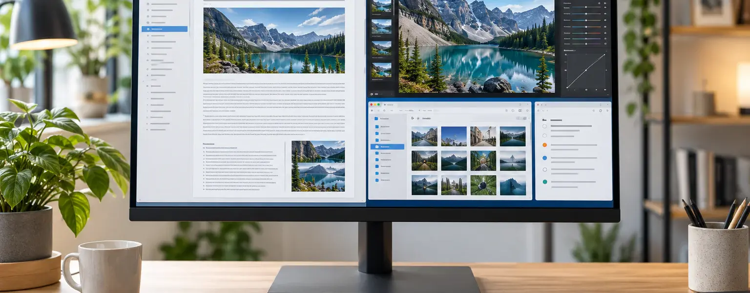 WQHD Monitor auf einem modernen PC-Arbeitsplatz