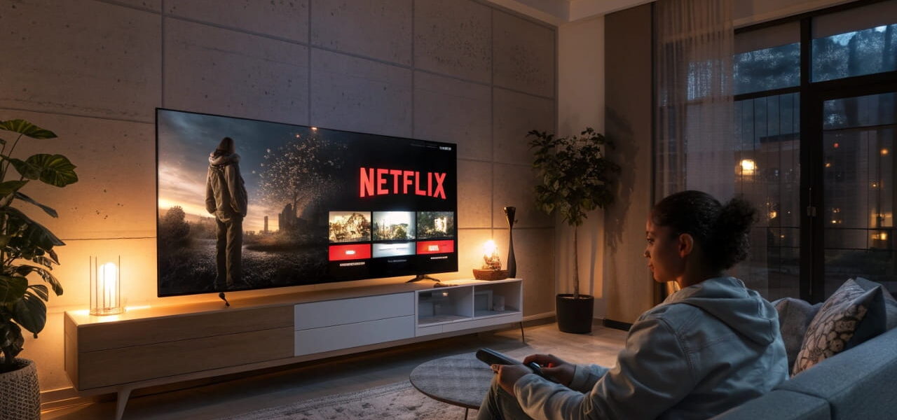 Netflix zeigt personalisierte Empfehlungen basierend auf KI-Analysen der Nutzergewohnheiten – ein Beispiel für KI im Entertainment.