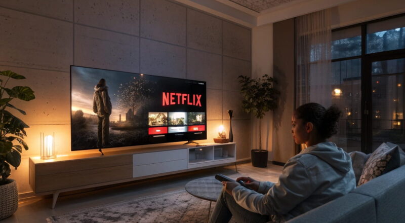 Netflix zeigt personalisierte Empfehlungen basierend auf KI-Analysen der Nutzergewohnheiten – ein Beispiel für KI im Entertainment.