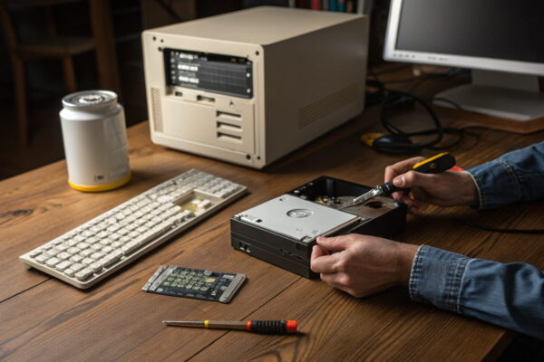 Alte Hardware aufrüsten: Mehr Leistung durch gezielte Upgrades Warum es sich lohnt, alte Hardware aufzurüsten: Ein Benutzer ersetzt eine alte Festplatte durch eine moderne SSD für mehr Geschwindigkeit.