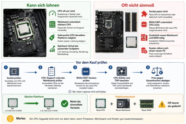 Infografik zeigt, wann sich ein CPU-Upgrade bei einem älteren PC lohnt