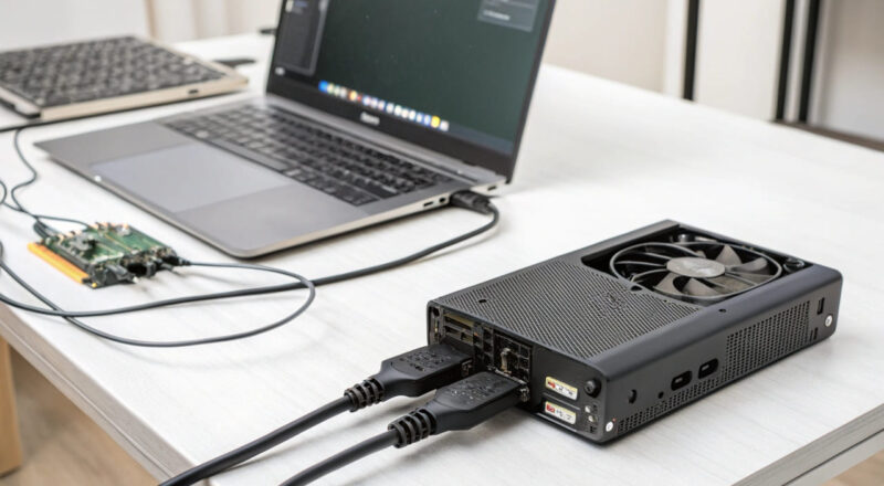 Externe Grafikkarten für Laptops – Beispiel einer angeschlossenen eGPU