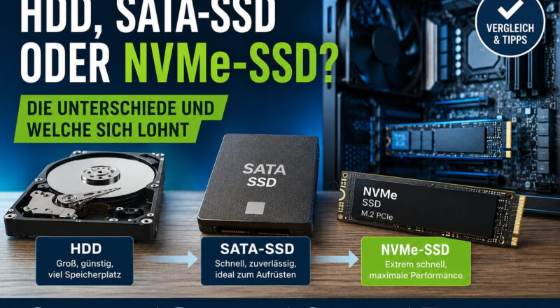 HDD, SATA-SSD und NVMe-SSD im Vergleich