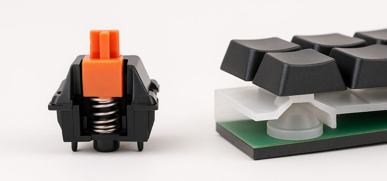 Vergleich des Aufbaus von mechanischer und Membran-Tastatur – Technik im Querschnitt erklärt