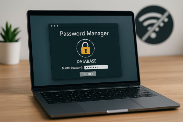 Passwort-Manager im Offline-Modus nutzen – lokale Datenspeicherung Passwort-Manager im Offline-Modus nutzen auf einem Laptop ohne Internetverbindung