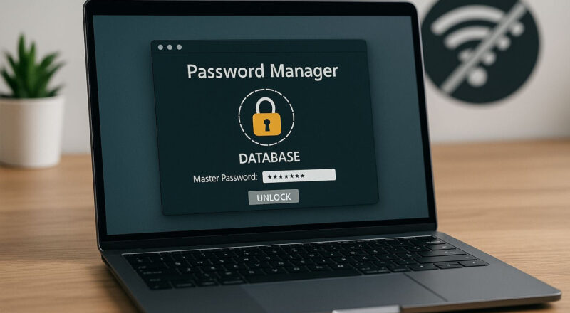 Passwort-Manager im Offline-Modus nutzen auf einem Laptop ohne Internetverbindung