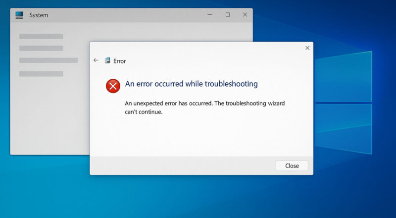 Windows-Fehlerdialog als Beispiel zur Bedeutung des Fehlercodes 0x80070643