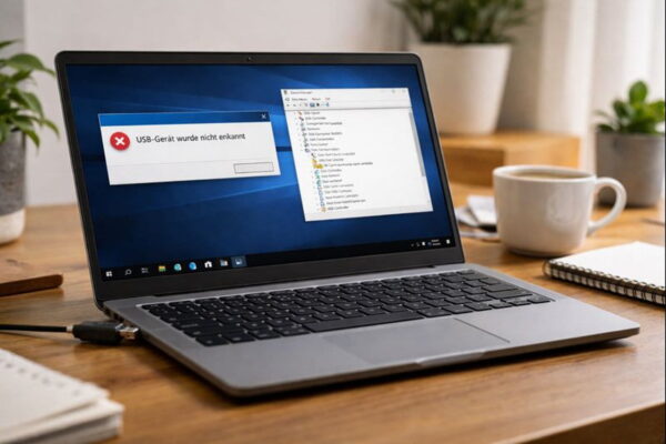 USB-Gerät wird unter Windows nicht erkannt – typische Fehlermeldung am Laptop