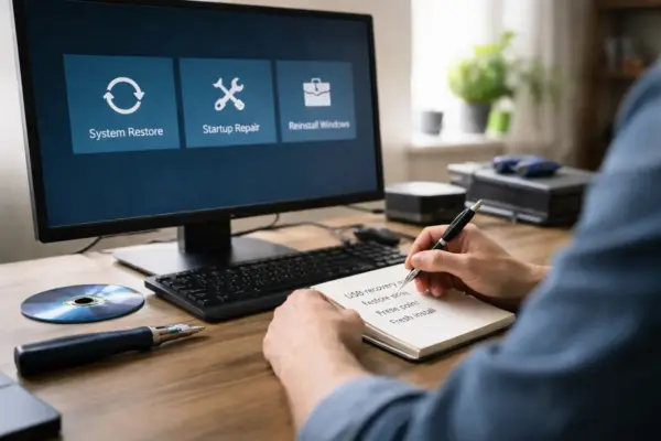 Boot-Fehler beheben: Reparieren, wiederherstellen oder neu installieren Auswahl zwischen Reparatur, Wiederherstellung und Neuinstallation bei Boot-Fehlern