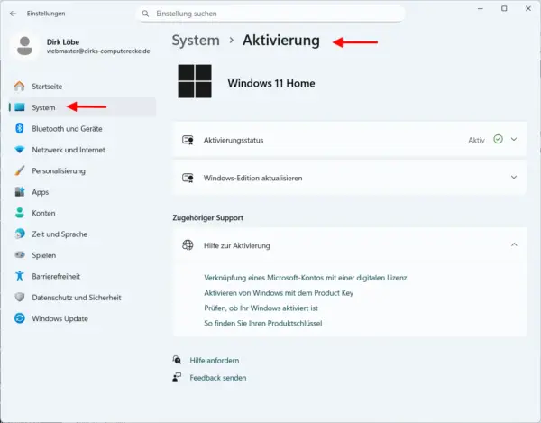 Windows 11 Einstellungen mit geöffneter Aktivierung zur Nutzung der Problembehandlung