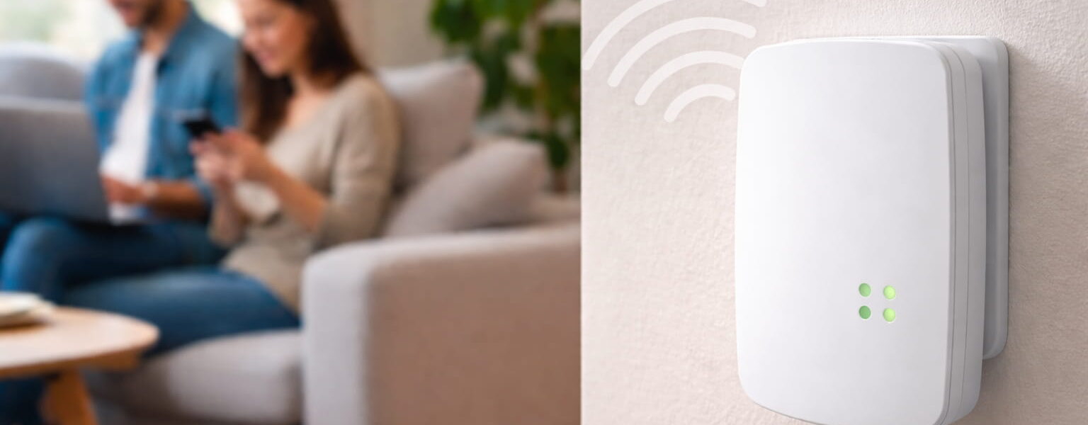WLAN-Repeater verstärkt das Funksignal im Wohnraum